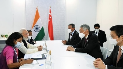 “A fruitful meeting between Prime Ministers @narendramodi and @leehsienloong in Rome. The two leaders reviewed the full range of the friendly ties between India and Singapore,” the Prime Minister’s Office said. (ANI) “A fruitful meeting between Prime Ministers @narendramodi and @leehsienloong in Rome. The two leaders reviewed the full range of the friendly ties between India and Singapore,” the Prime Minister’s Office said. (ANI)