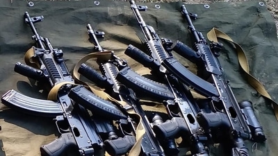 AK-47s previously upgraded by Israeli firm Fab Defense. (Rahul Singh/HT Photo)