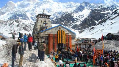Kedarnath shrine in Rudraprayag district is considered to be the abode of Lord Shiva.  PM Modi will visit the shrine on November 5. (HT FILE PHOTO)