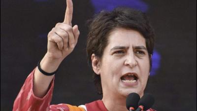 Congress general secretary Priyanka Gandhi Vadra at a rally in Gorakhpur on Sunday. (PTI) Congress general secretary Priyanka Gandhi Vadra at a rally in Gorakhpur on Sunday. (PTI)