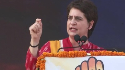 Congress leader Priyanka Gandhi Vadra addresses a rally in Gorakhpur on Sunday. (ANI Twitter) Congress leader Priyanka Gandhi Vadra addresses a rally in Gorakhpur on Sunday. (ANI Twitter)