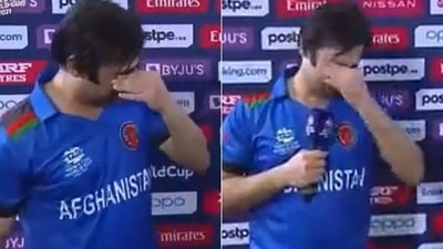 Asghar Afghan couldn't control his tears.&nbsp; (Twitter)