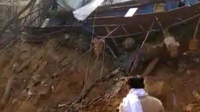 Construction work of a mall was being carried out at the collapse site in Chandni Chowk for the past few months. (Grab from a video) Construction work of a mall was being carried out at the collapse site in Chandni Chowk for the past few months. (Grab from a video)