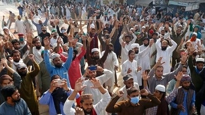 TLP supporters during a protest in Lahore, in April (AP) TLP supporters during a protest in Lahore, in April (AP)
