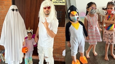 Soha Ali Khan and Kunal Kemmu's efforts to make Halloween special for their daughter Inaaya Naumi Kemmu were prominently visible when they turned ghosts and the little girl dressed up as a unicorn for an event. Soha Ali Khan and Kunal Kemmu's efforts to make Halloween special for their daughter Inaaya Naumi Kemmu were prominently visible when they turned ghosts and the little girl dressed up as a unicorn for an event. 