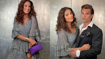 Bipasha Basu was on a bling overdose as she stepped out in her disco look for a Halloween bash with husband Karan Singh Grover. Bipasha Basu was on a bling overdose as she stepped out in her disco look for a Halloween bash with husband Karan Singh Grover. 