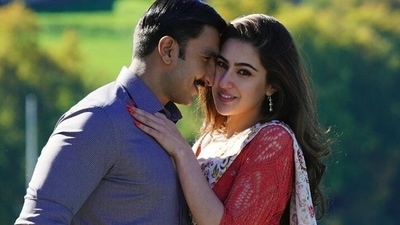 Ranveer Singh and Sara Ali Khan in Simmba. Ranveer Singh and Sara Ali Khan in Simmba.