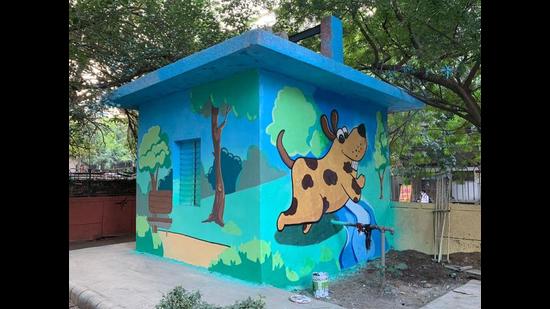 The wall paintings in the park have been created in a pop artsy, vibrant style, say artists from Delhi Street Art. The wall paintings in the park have been created in a pop artsy, vibrant style, say artists from Delhi Street Art.