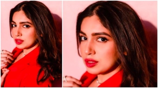 Bhumi Pednekar's makeup artist gave the actor a blushed look to complement her fierce, bold look.(Instagram/@bhumipednekar)