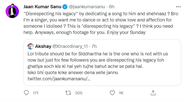 Jaan Kumar Sanu reacted to an allegation of ‘disrespecting’ Sidharth Shukla’s legacy.