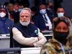 India's Prime Minister Narendra Modi attends the opening ceremony of the UN Climate Change Conference COP26 in Glasgow, Scotland, Monday. (Yves Herman/Pool via AP)(AP) India's Prime Minister Narendra Modi attends the opening ceremony of the UN Climate Change Conference COP26 in Glasgow, Scotland, Monday. (Yves Herman/Pool via AP)(AP)