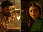 Ram Charan and Alia Bhatt in the new teaser for RRR. Ram Charan and Alia Bhatt in the new teaser for RRR.
