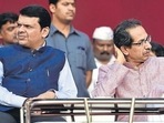 BJP leader and former Maharashtra chief minister Devendra Fadnavis (L) and Shiv Sena chief and current Maharashtra chief minister Uddhav Thackeray (R). (Hindustan Times/File) BJP leader and former Maharashtra chief minister Devendra Fadnavis (L) and Shiv Sena chief and current Maharashtra chief minister Uddhav Thackeray (R). (Hindustan Times/File)