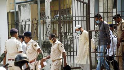 Nine convicts of the 2013 Modi rally blasts taken by police at Civil Court in Patna on Monday. (Santosh Kumar/HT Photo)