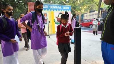 "I feel good coming here. Online education was also good. We are instructed to sanitize our hands regularly and maintain social distancing by the school authorities," a student was quoted as saying by news agency ANI. (HT Photo/Kamal KS) "I feel good coming here. Online education was also good. We are instructed to sanitize our hands regularly and maintain social distancing by the school authorities," a student was quoted as saying by news agency ANI. (HT Photo/Kamal KS)