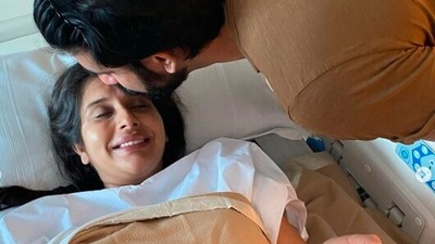Charu Asopa Sen and Rajeev Sen captioned their post, "Blessed with a baby girl ❤️ Thank u Rajeev for always being there for me , love you .. Thank u all for your love &amp; prayers.. Thank u God." (Instagram/@rajeevsen9)