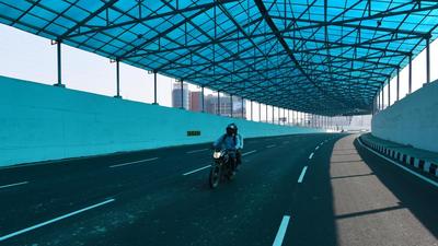 Officials of the NHAI said that at present, lights in the Sirhaul U-turn underpass near Ambience Mall are being powered using diesel generator sets and that they will be switched to a regular power supply once a connection is provided by the distribution company. (Vipin Kumar /HT PHOTO)