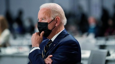 US President Joe Biden attends the opening session of the COP26 UN Climate Summit in Glasgow on Monday. (AP) US President Joe Biden attends the opening session of the COP26 UN Climate Summit in Glasgow on Monday. (AP)