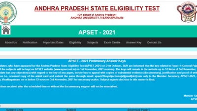 APSET 2021 answer keys: Candidates can download APSET 2021 answer keys from the official website at apset.net.in. (apset.net.in)