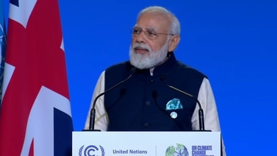 Prime Minister Narendra Modi address the COP26 summit on Monday. (ANI) Prime Minister Narendra Modi address the COP26 summit on Monday. (ANI)