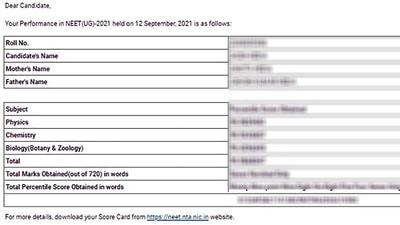 NEET Results 2021 out, sent to students through email