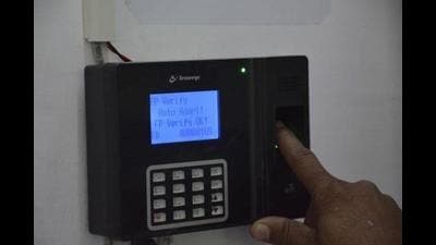 Biometric attendance in government offices, which was discontinued after the Covid-19 outbreak, will resume from November 8. (Representational image) Biometric attendance in government offices, which was discontinued after the Covid-19 outbreak, will resume from November 8. (Representational image)