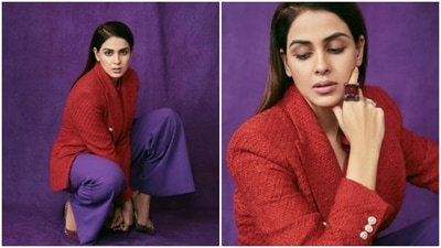 Genelia D’Souza’s sartorial sense has our heart. The actor, who is gearing up for Diwali with stunning festive ensembles from her wardrobe, served a Monday motivation with formal attire. Genelia is giving out major boss lady vibes in the pictures, adorning a red blazer and a blue pair of satin trousers. (Instagram/@who_wore_what_when) Genelia D’Souza’s sartorial sense has our heart. The actor, who is gearing up for Diwali with stunning festive ensembles from her wardrobe, served a Monday motivation with formal attire. Genelia is giving out major boss lady vibes in the pictures, adorning a red blazer and a blue pair of satin trousers. (Instagram/@who_wore_what_when)