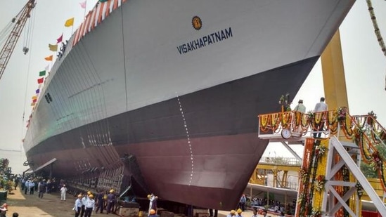 INS Visakhapatnam has been built by Mazagon Dock Shipbuilders.(File Photo)