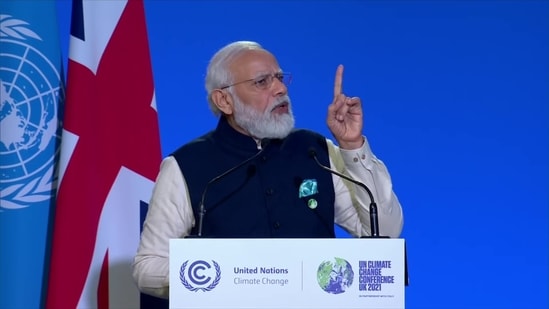 Among the key announcements, Modi said the country would strive to achieve net zero emissions by 2070.(Twitter/@ANI)