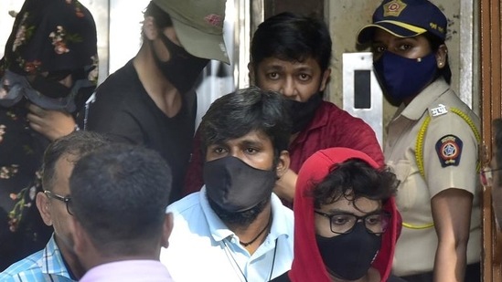 Inspector general of police Ankush Shinde said, “As soon as the paperwork was completed Arbaaz Merchant and Munmun Dhamecha were released.”(HT Photo)