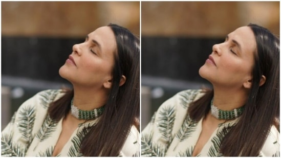 Neha added tinted shades to her look and wore her shoulder-length straight tresses open, as she posed for the cameras.(Instagram/@nehadhupia)