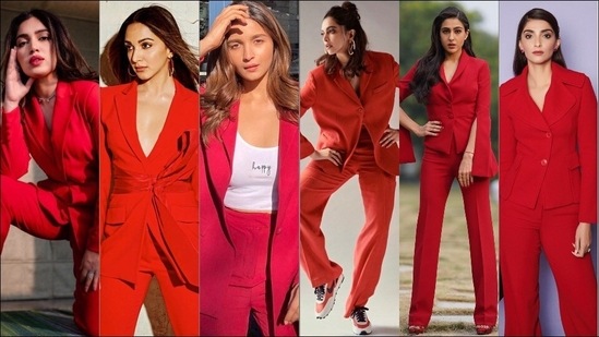 Bhumi Pednekar to Alia Bhatt-Sara Ali Khan, BTown divas are fans of red pantsuit (Instagram/nirmooha/kiaraaliaadvani/aliaabhatt/shaleenanathani/saraalikhan95/sonamkapoor) Bhumi Pednekar to Alia Bhatt-Sara Ali Khan, BTown divas are fans of red pantsuit (Instagram/nirmooha/kiaraaliaadvani/aliaabhatt/shaleenanathani/saraalikhan95/sonamkapoor)