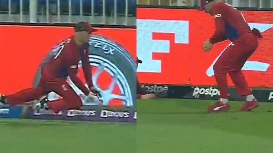 Jason Roy and Sam Billings combining to take the catch near the boundary line. (Twitter)