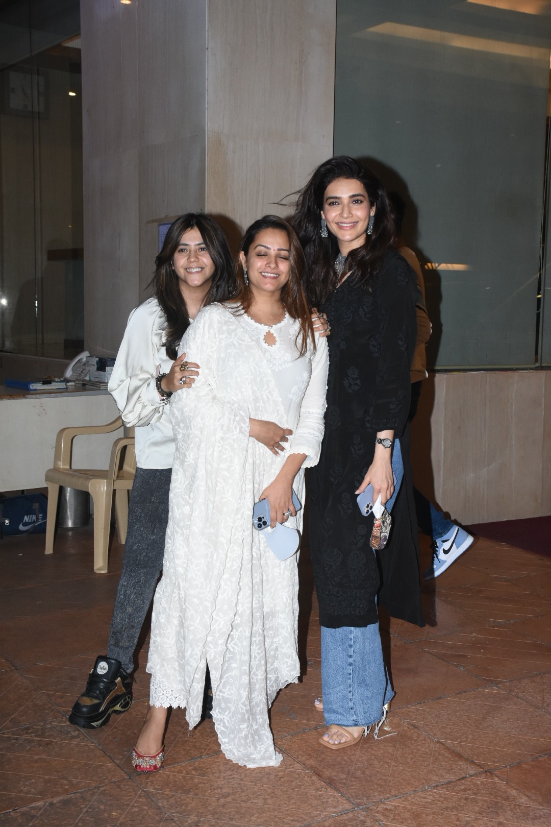 Karishma Tanna and Anita Hassanandani posing at Ekta Kapoor's Diwali bash(Varinder Chawla)