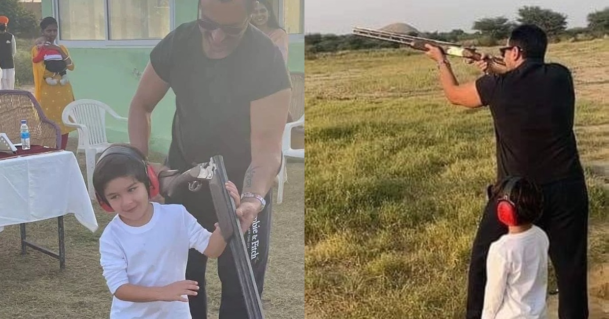 Saif Ali Khan and Taimur Ali Khan during a shooting session. Saif Ali Khan and Taimur Ali Khan during a shooting session. 