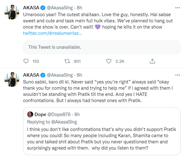 Akasa Singh answered fans' queries on Twitter. Akasa Singh answered fans' queries on Twitter.