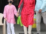 Shilpa Shetty was spotted with son Viaan Raj Kundra in Juhu. (Varinder Chawla)