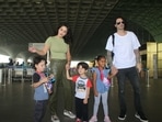 Sunny Leone, her husband Daniel Weber and their children Nisha, Noah and Asher were spotted at the Mumbai airport.