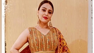 Swara Bhasker spikes Diwali vibes in ₹2 lakh sleeveless makhmal anarkali set (Instagram/reallyswara) Swara Bhasker spikes Diwali vibes in ₹2 lakh sleeveless makhmal anarkali set (Instagram/reallyswara)