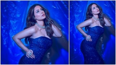 Hina Khan looked breathtaking as she struck beautiful poses in a blue embellished gown by designer Nikhita Tandon. (Instagram/@realhinakhan) Hina Khan looked breathtaking as she struck beautiful poses in a blue embellished gown by designer Nikhita Tandon. (Instagram/@realhinakhan)