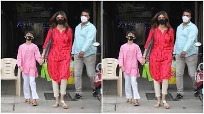 Shilpa Shetty stepped out of home with son Viaan for Diwali shopping. (HT Photos/Varinder Chawla) Shilpa Shetty stepped out of home with son Viaan for Diwali shopping. (HT Photos/Varinder Chawla)