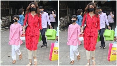 On Tuesday, Shilpa and Viaan were spotted by paparazzi in Juhu. (HT Photos/Varinder Chawla) On Tuesday, Shilpa and Viaan were spotted by paparazzi in Juhu. (HT Photos/Varinder Chawla)
