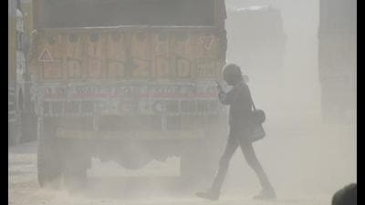 The primary pollutant on Tuesday was PM2.5 at all the four monitoring stations at Indirapuram, Loni, Sanjay Nagar and Vasundhara. (Sakib Ali /HT) The primary pollutant on Tuesday was PM2.5 at all the four monitoring stations at Indirapuram, Loni, Sanjay Nagar and Vasundhara. (Sakib Ali /HT)