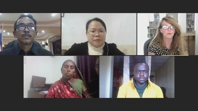 Global Assembly Members Mulki Devi (bottom left) from Bihar along with (from top, left to right) Chom Chaiyabut (Thailand), Yufen Song (China), Helgana Trantes (Germany), and Guillaume Kasse (Democratic Republic of Congo) presented the People’s Declaration for the Sustainable Future of Planet Earth on 1 November 2021 at the UNFCCC COP26. What is extraordinary about the declaration made on Day 1 of COP26, the 2021 United Nations Climate Change Conference, was that it is from a set of ordinary people. (HT) Global Assembly Members Mulki Devi (bottom left) from Bihar along with (from top, left to right) Chom Chaiyabut (Thailand), Yufen Song (China), Helgana Trantes (Germany), and Guillaume Kasse (Democratic Republic of Congo) presented the People’s Declaration for the Sustainable Future of Planet Earth on 1 November 2021 at the UNFCCC COP26. What is extraordinary about the declaration made on Day 1 of COP26, the 2021 United Nations Climate Change Conference, was that it is from a set of ordinary people. (HT)