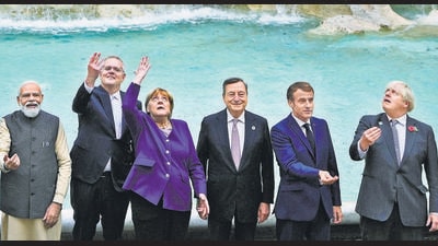 The editorial in Shiv Sena mouthpiece Saamana also mocked PM Modi for throwing a coin in Rome’s iconic Trevi fountain during the G20 Summit and called it a superstition. (AP)