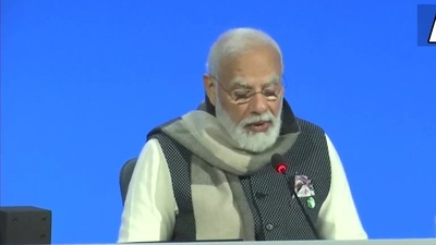 PM Narendra Modi speaks at the event in Glasgow. (ANI) PM Narendra Modi speaks at the event in Glasgow. (ANI)