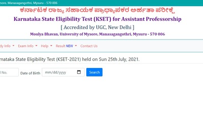 KSET result 2021: Candidates, who have appeared in the KSET 2021 examination can check the results online at kset.uni-mysore.ac.in. (kset.uni-mysore.ac.in)