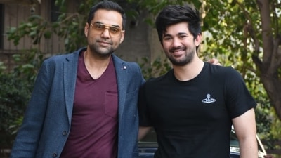 Abhay Deol was clicked with his nephew Karan Deol for the promotion for their film Velle. (Varinder Chawla) 