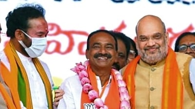 Eatala Rajender with Union home minister Amit Shah (ANI) Eatala Rajender with Union home minister Amit Shah (ANI)