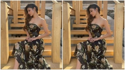 For this photoshoot, Mouni opted for a black long gown. (Instagram/@imouniroy) For this photoshoot, Mouni opted for a black long gown. (Instagram/@imouniroy)